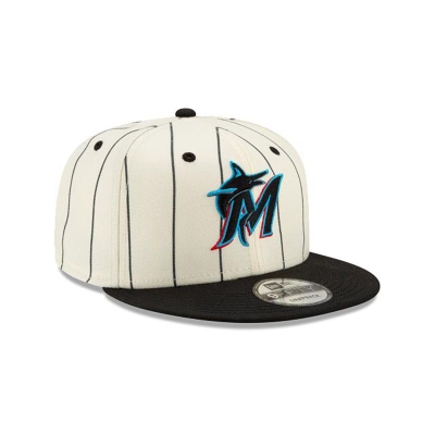 Miami Marlins Gorra | New Era MLB Pinstripe 9fifty Snapback Cap Mexico - Blancos